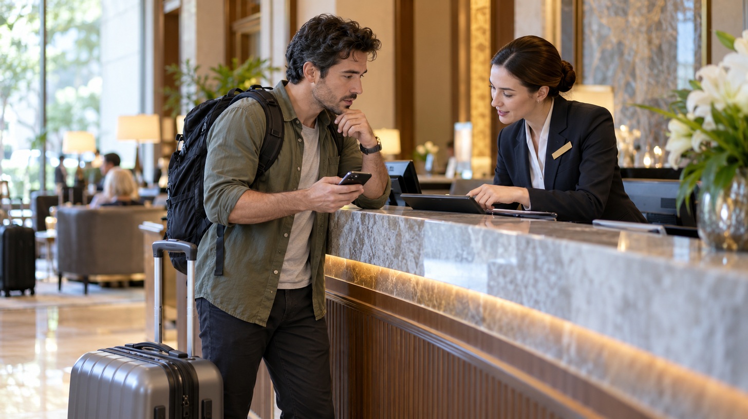 The traveler learns information
